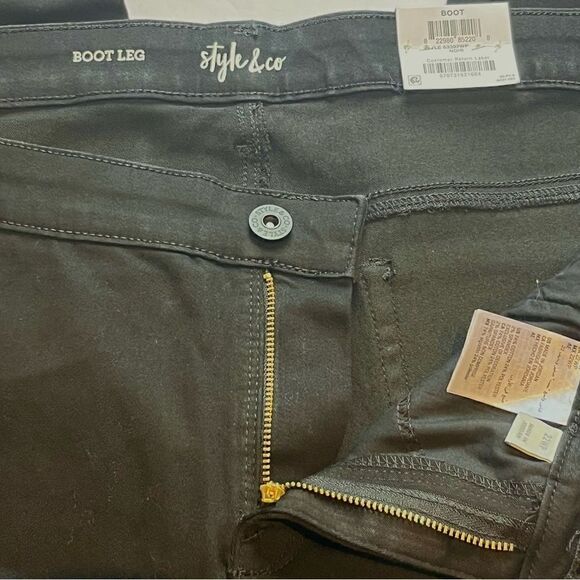 Style & Co Women's Boot Leg Black Pants Cotton Blend Size 22WP Mid-rise - Picture 5 of 12